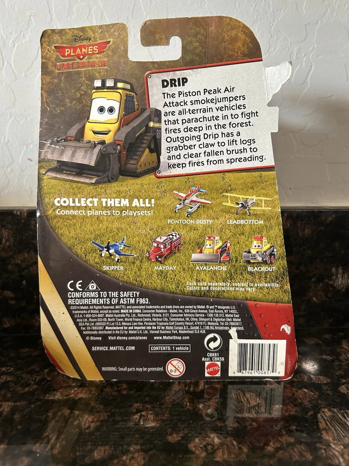 Disney Pixar Planes Fire & Rescue Drip Figure Vehicle New Mattel 2014